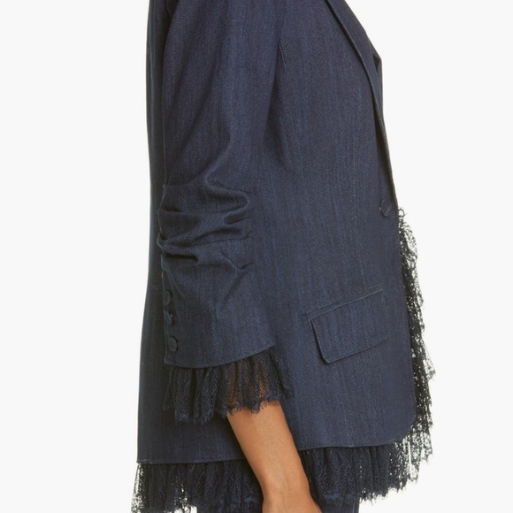 Cinq à Sept Navy Blazer with Lace Trim - Picture 5 of 14